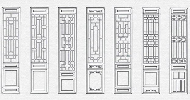 平陆常用中式仿古花窗图案隔断设计图